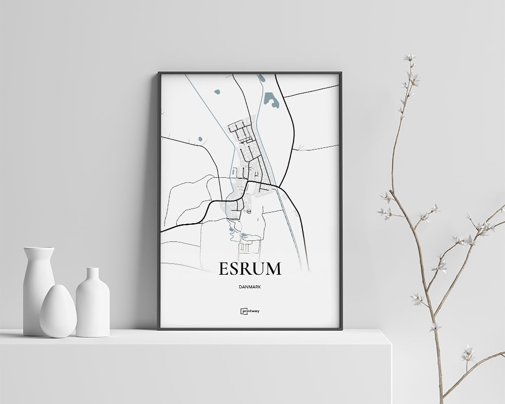 Esrum Bykort Plakat – Minimalistisk Design til Dit Hjem