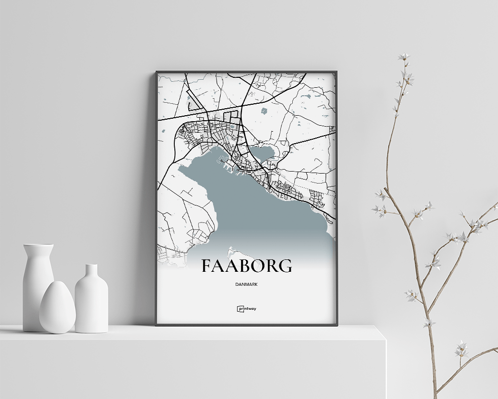 Faaborg Bykort Plakat – Minimalistisk Design A4