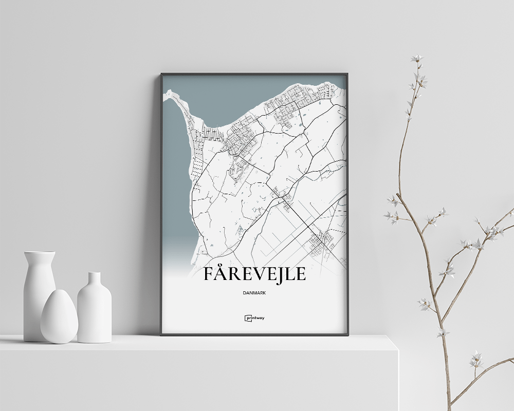 Fårevejle Bykort Plakat – Minimalistisk Design A4