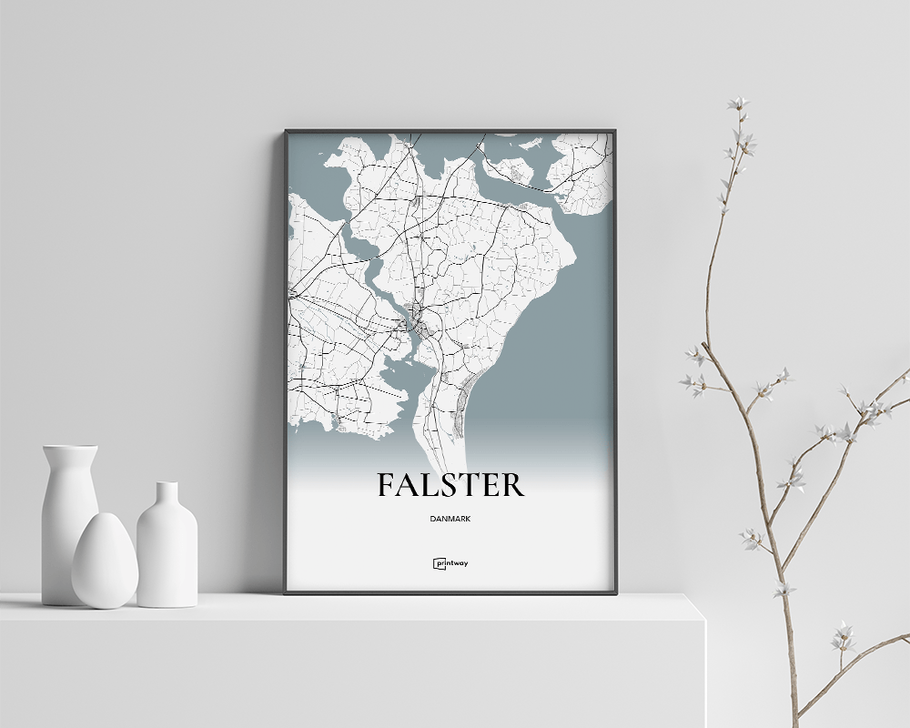 Falster Bykort Plakat - Minimalistisk Design A4