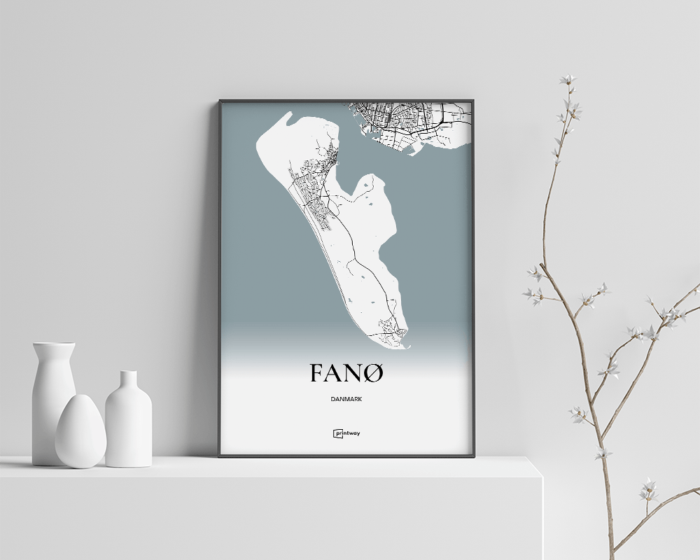 Fanø Bykort Plakat - Minimalistisk Design A4 Tilbud!