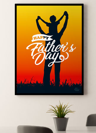 Fars Dag Plakat - Silhouet af Far i Solnedgang A4