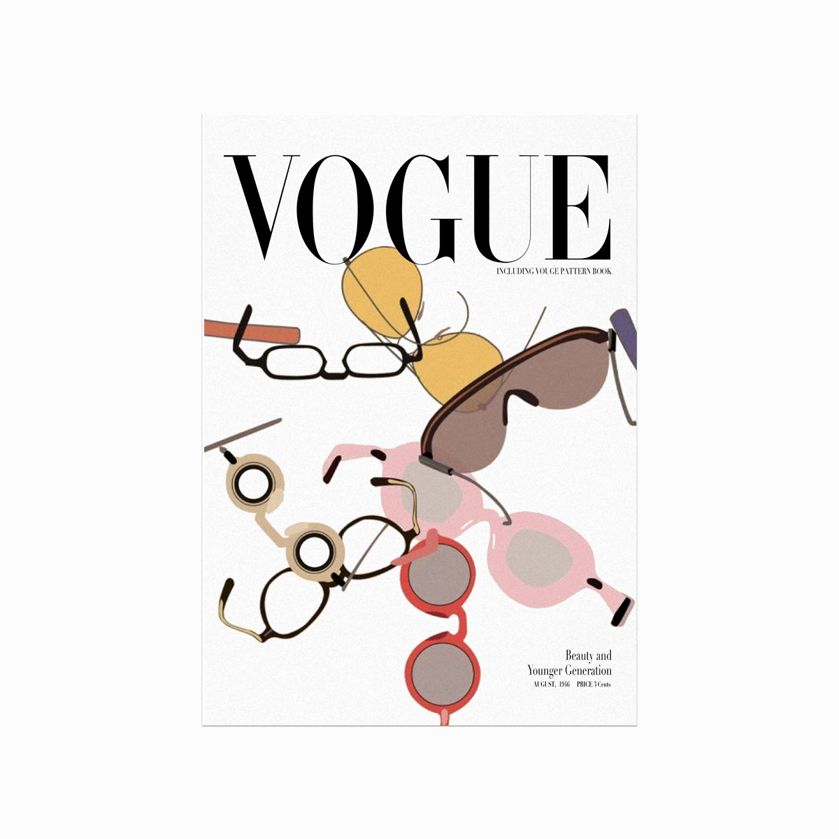 Vogue Plakat: Elegant Brillemode til Dit Hjem - Udsalg!