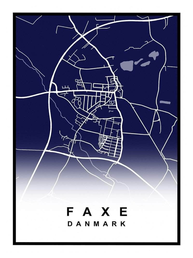Faxe By Kort Plakat - En unik gave til Faxe-entusiaster!