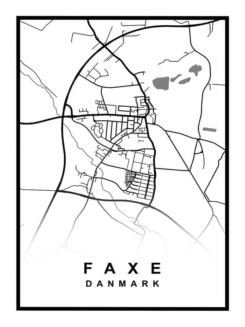 Faxe Kort Plakat – Udforsk Din Elskede By!