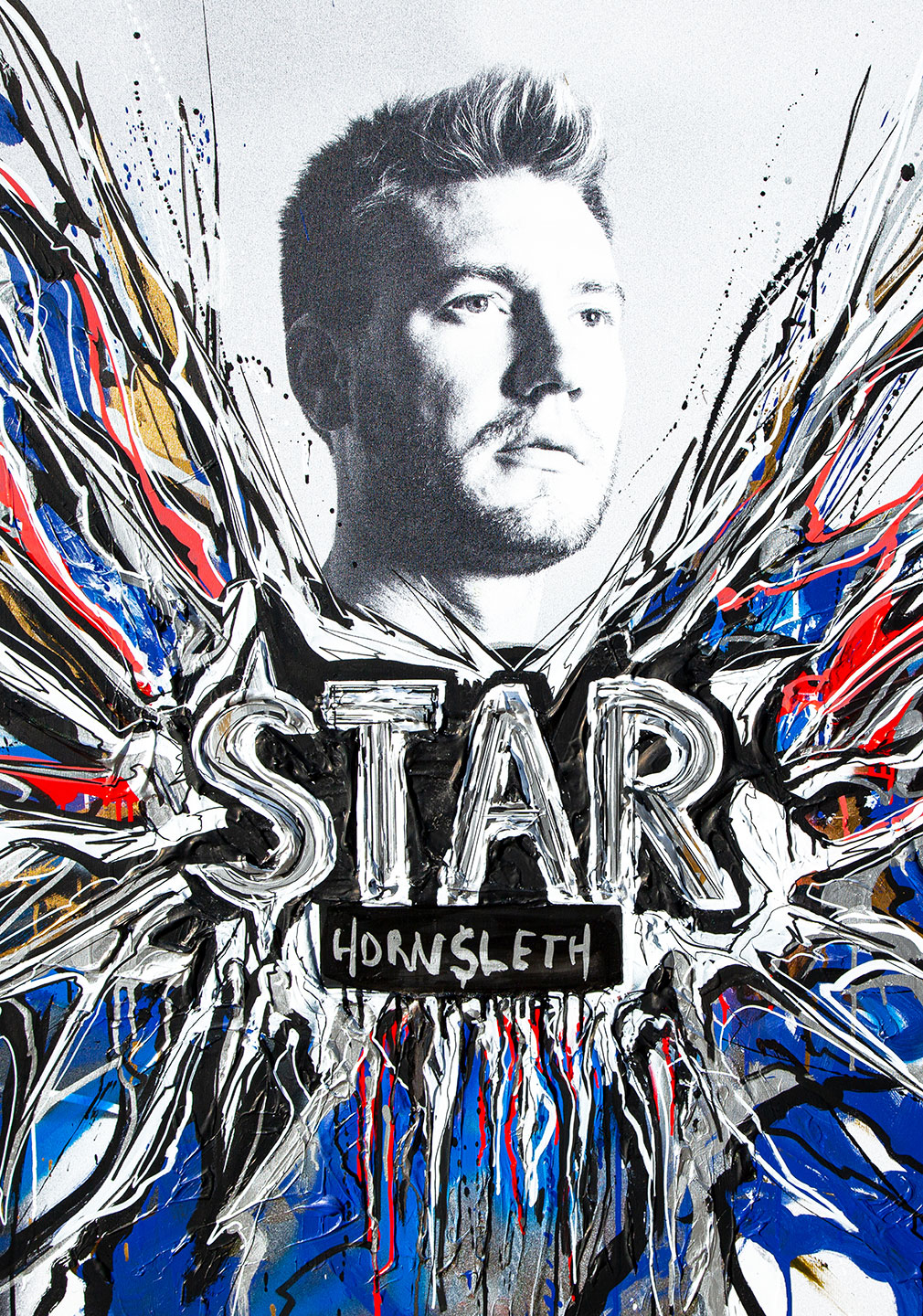 Provokerende Fck Star Kunstplakat af Hornsleth til salg