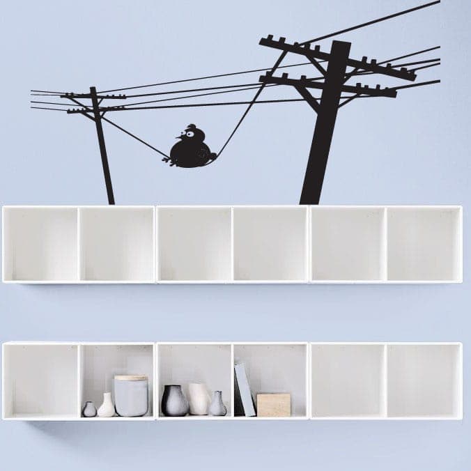 Fed Fugl   Elkabler Wallsticker