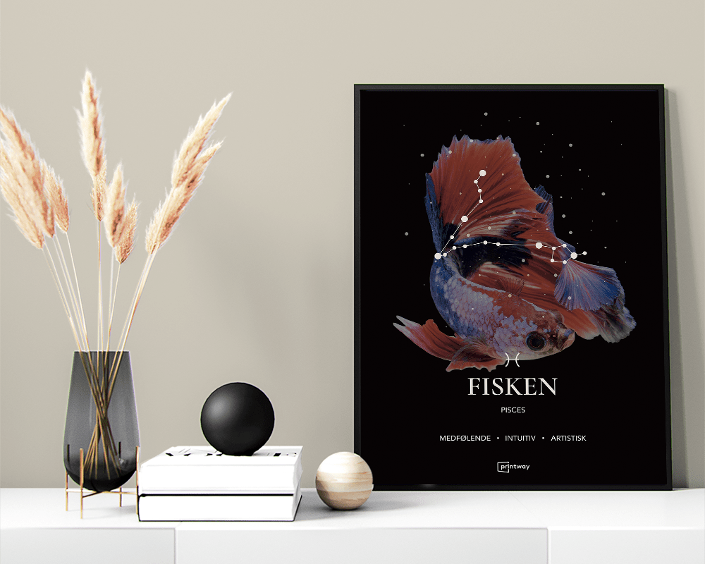 Fisken Stjernetegn Plakat – Elegant Design til Dit Hjem