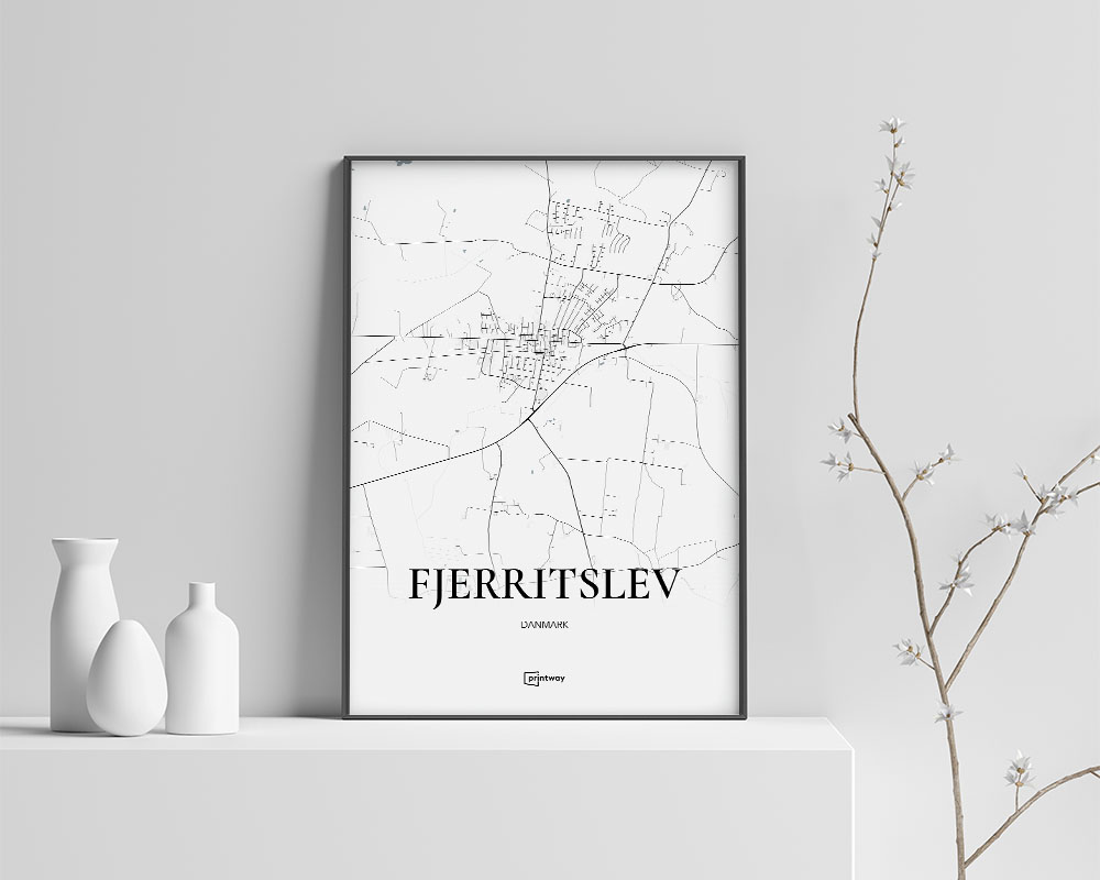 Fjerritslev Bykort Plakat - Minimalistisk Design A4