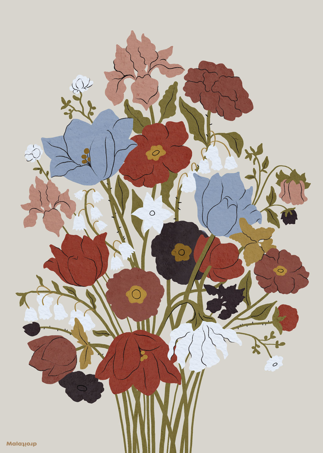 Farverig Plakat - Fleurs af Maladroit til Dit Hjem