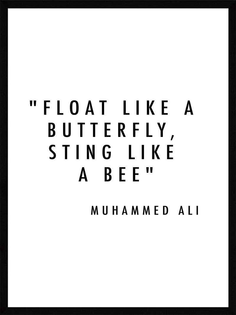 Muhammed Ali Plakat - "Flyd som en sommerfugl" Citat