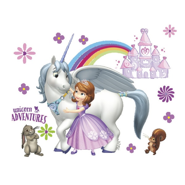 Eventyrlig Wallsticker med Prinsesse og Enhjørning