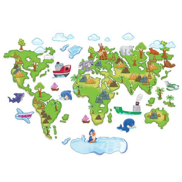 Lærerigt Verdenskort Wallsticker til Børn – Sjov Geografi!