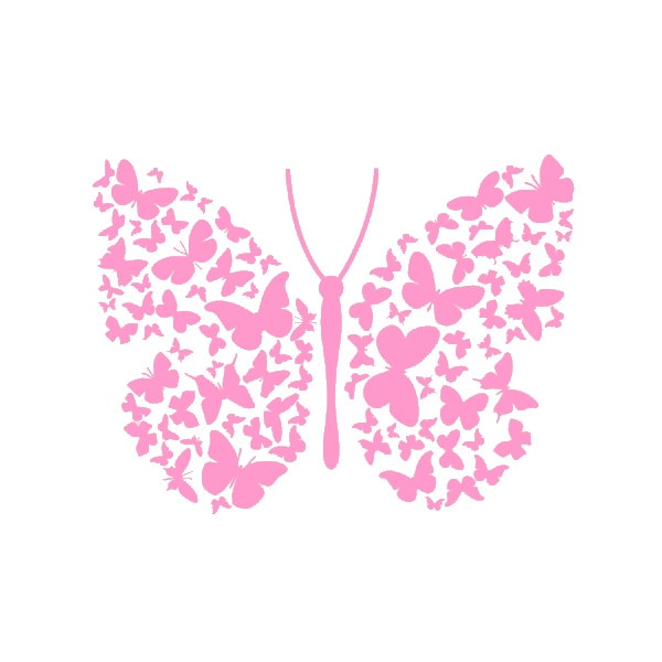 Smuk Pink Sommerfugl Wallsticker til Pigeværelse