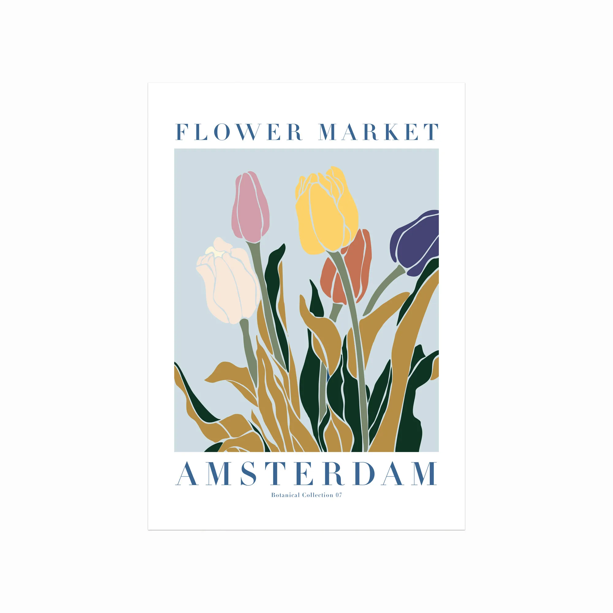 Farverig blomsterplakat fra Amsterdam til dit hjem