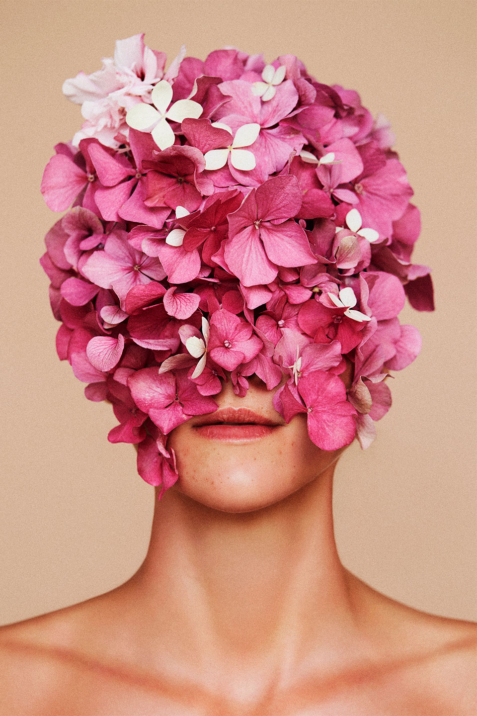 Unik Blomsterkunst: Flowerhead Beige Vægdekoration