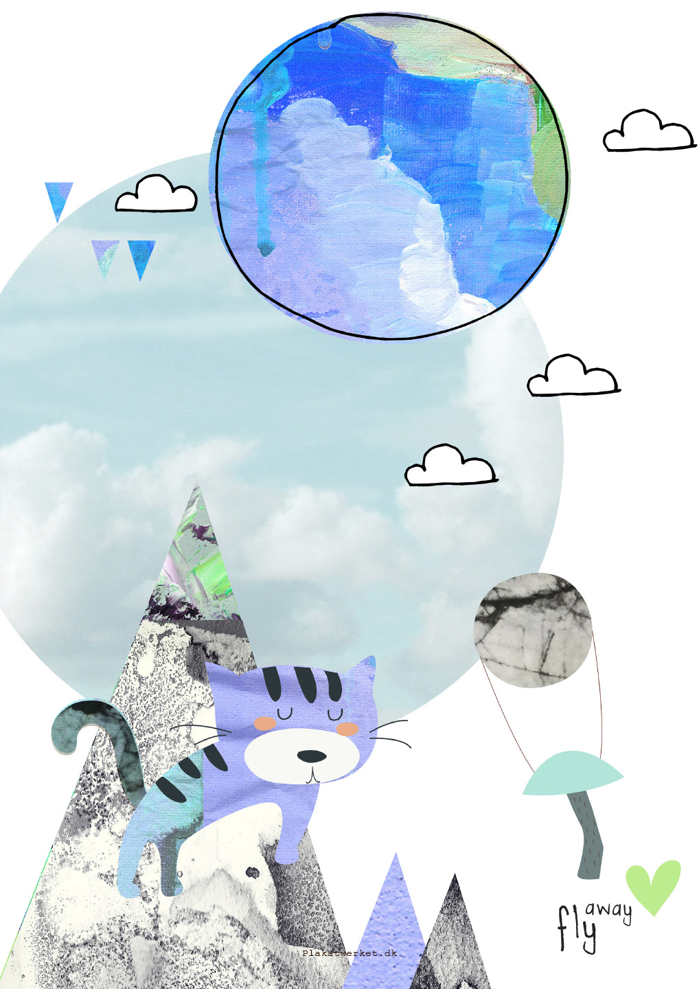 Farverig Fly Away Boy Plakat til Børneværelset - Drømmeinspiration