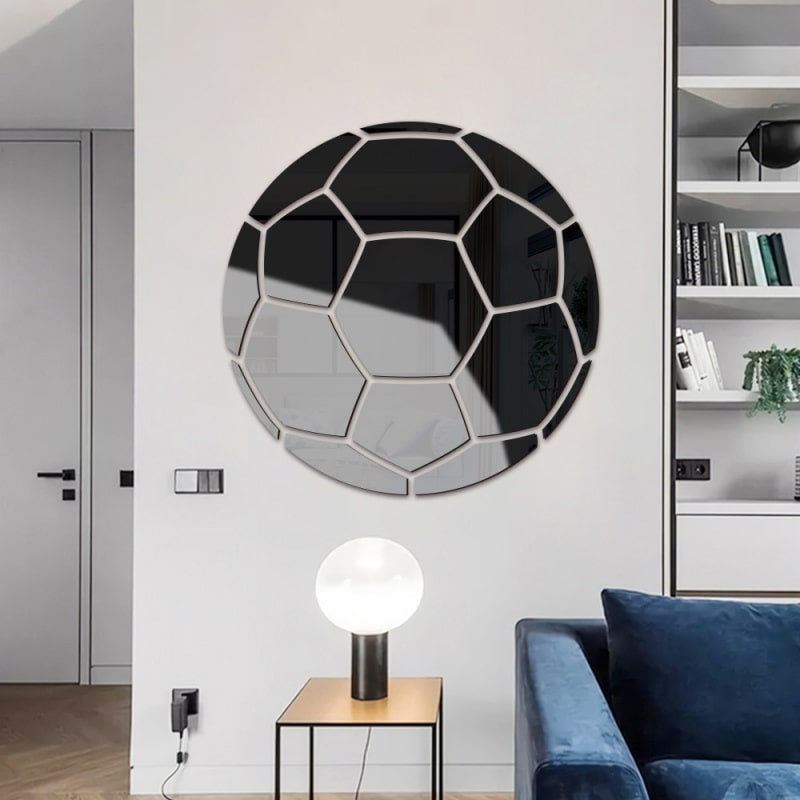 Fodbold Spejl Klistermærker – Elegant Sort 23 cm til Fans