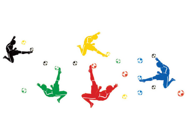 Farverig Fodbold Wallsticker med Saksespark – Udsalg!