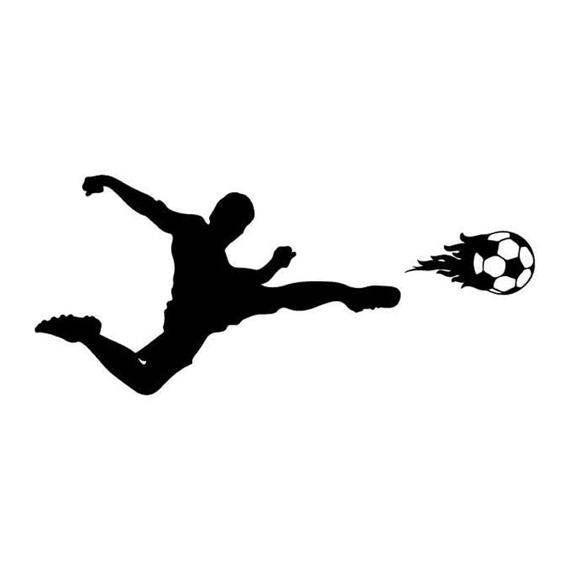 Fodbold vægklistermærke med flammer – Energisk indretning!
