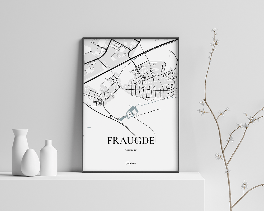 Fraugde Bykort Plakat – Minimalistisk Hvid 70x100 cm