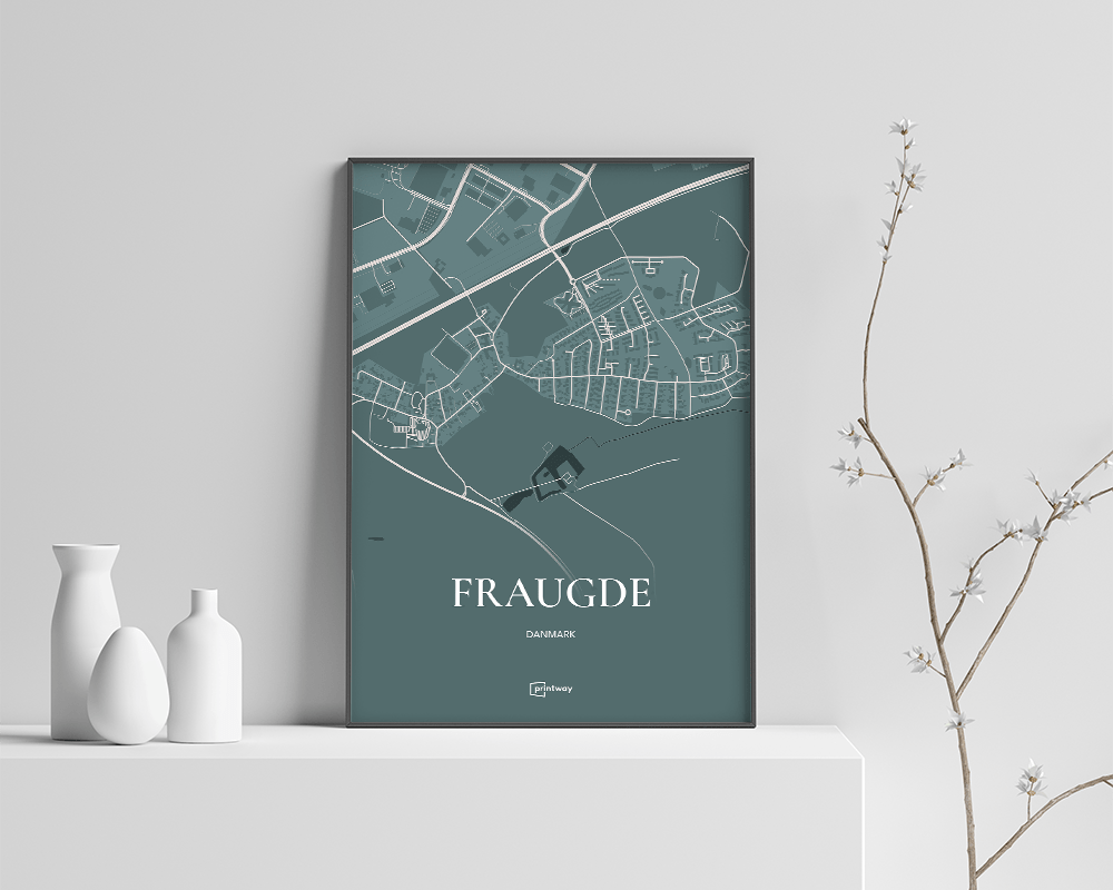 Fraugde Bykort Plakat i Skovgrøn – Elegant Vægkunst