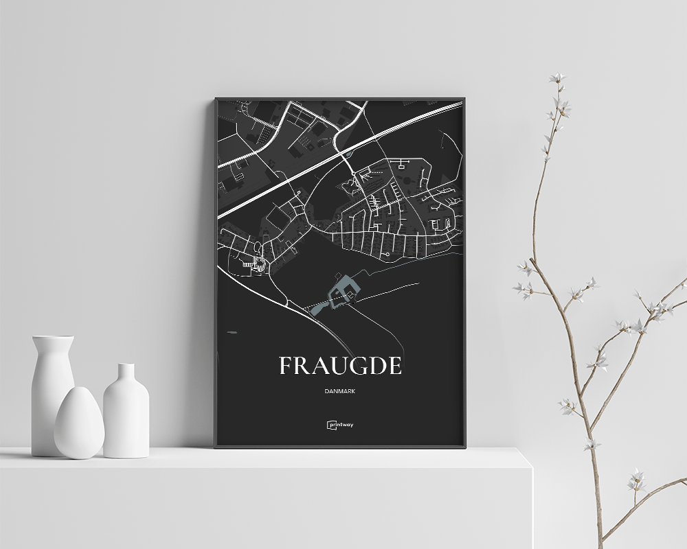 Fraugde Bykort Plakat - Minimalistisk Design 70x100 cm