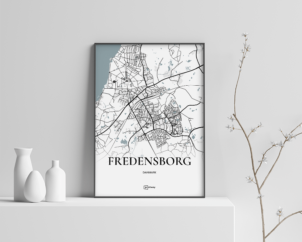 Fredensborg Bykort Plakat – Minimalistisk Design 70x100 cm