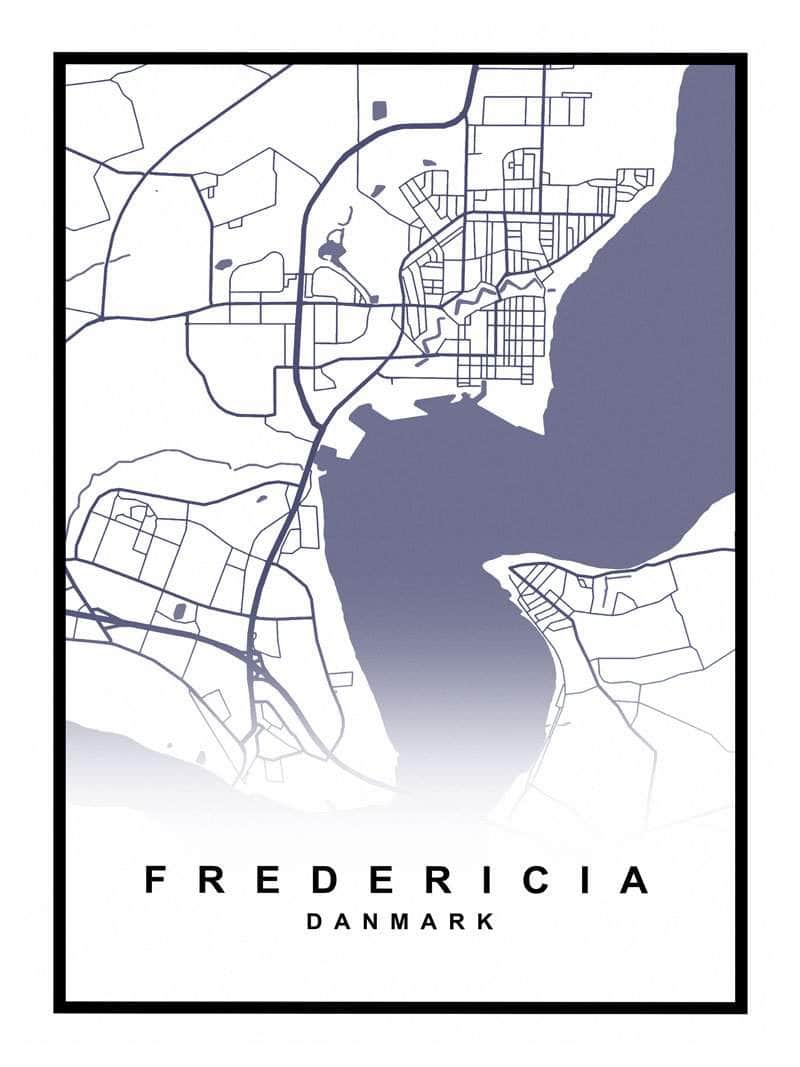 Fredericia Plakat – Detaljeret kort over Fredericia by