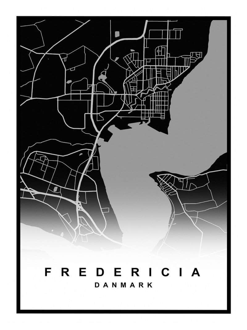 Fredericia Landkort Plakat – Udforsk Din Elskede By!