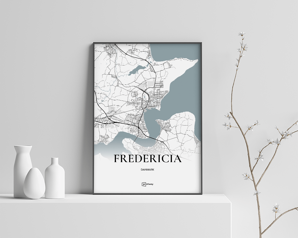 Fredericia Bykort Plakat – Minimalistisk A4 Design