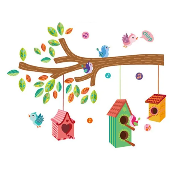 Sød Fuglehus Wallsticker til Hyggelig Indretning - Udsalg!