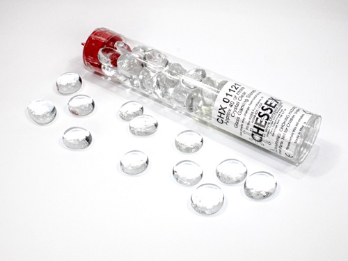 Gaming Counters Chessex: Clear Glass Stones  Qty 40    14cm Tube