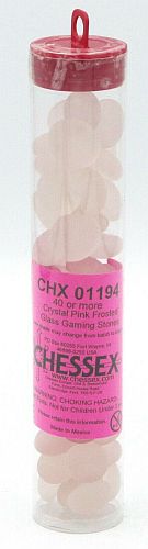 Gaming Counters Chessex: Crystal Pink Frosted Glass Stones  Qty 40    14cm Tube