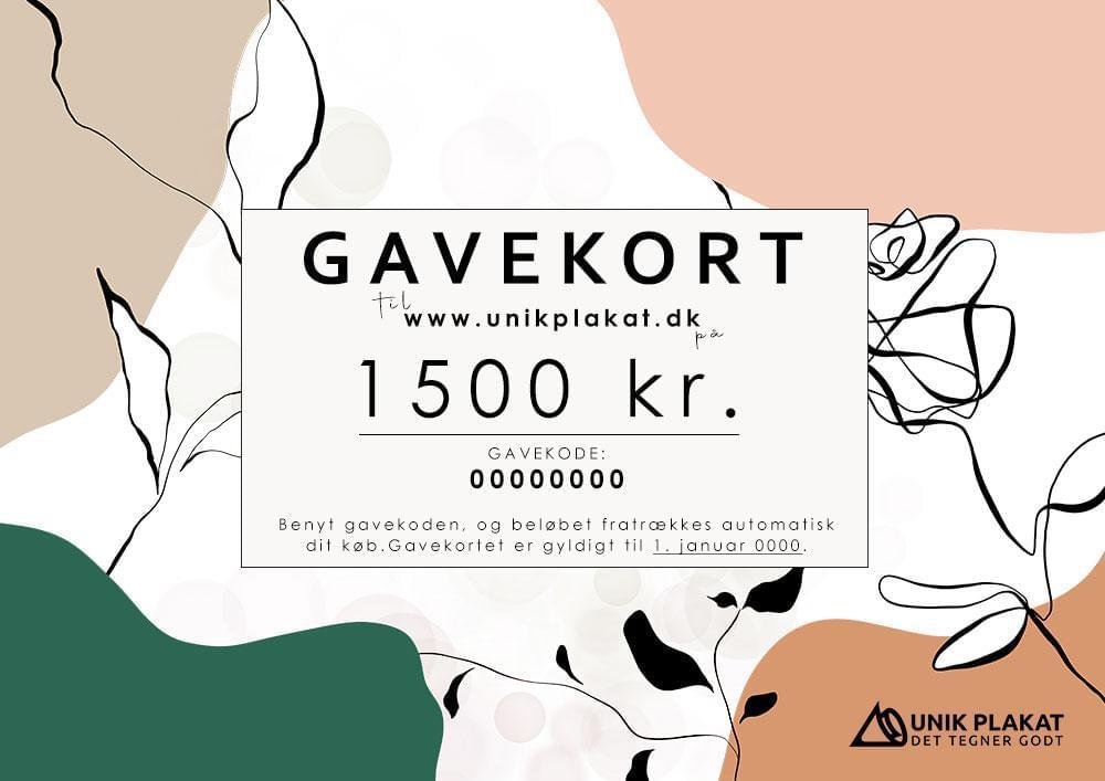 Gavekort 1500 kr. – Print Selv fra UnikPlakat.dk