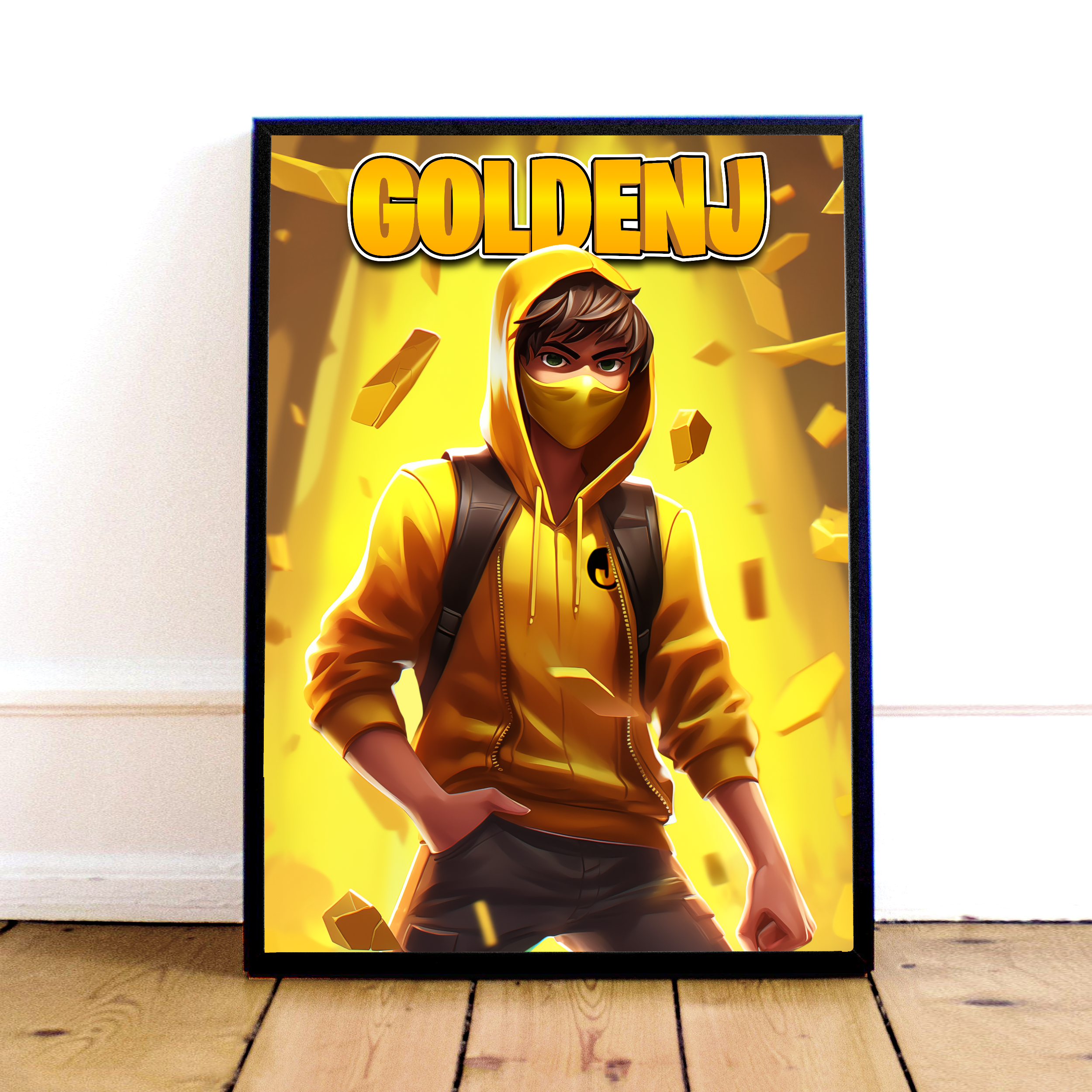 Guldplakat fra GoldenJ – Forvandl dit gaming-værelse!