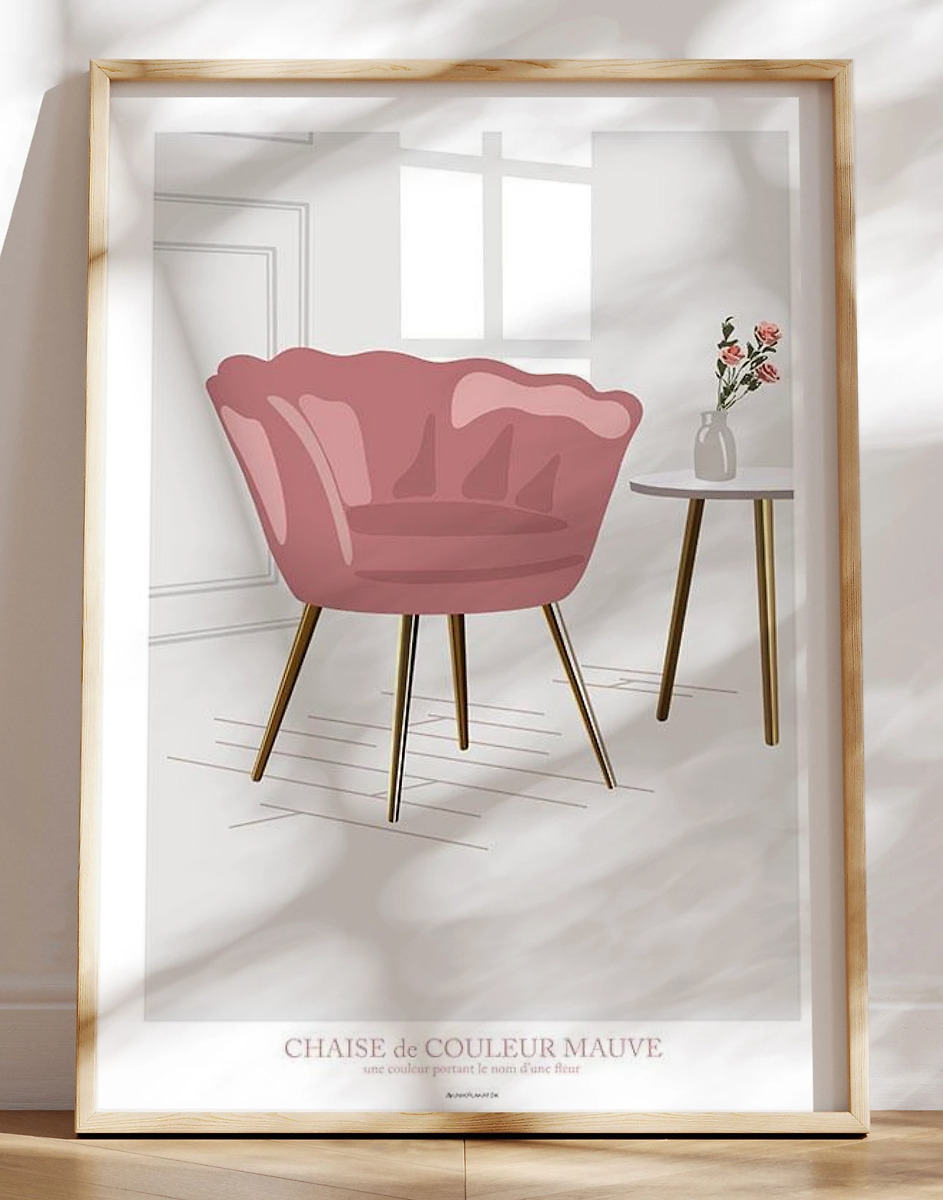 Grafisk Plakat Stol   Farven Mauve