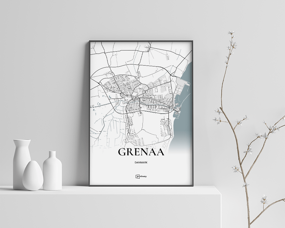 Grenaa Bykort Plakat – Minimalistisk Design A4