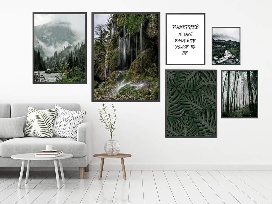 Grøn Billedvæg med Inspirerende Citater – Naturens Skønhed