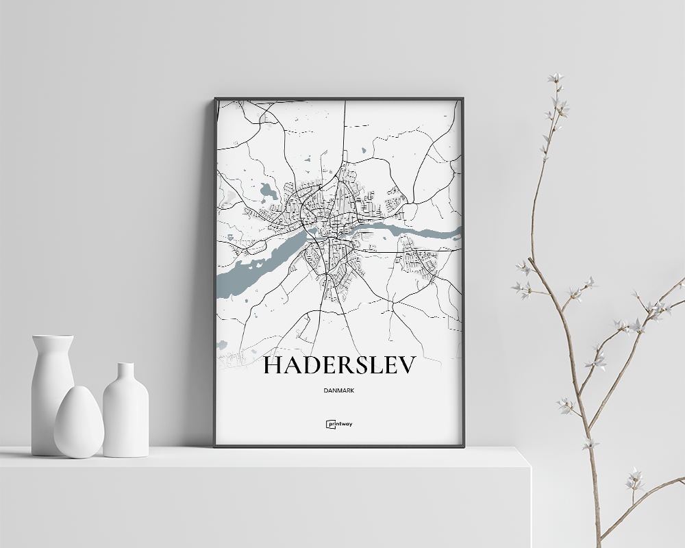 Haderslev Bykort Plakat – Elegant Minimalistisk Design A4