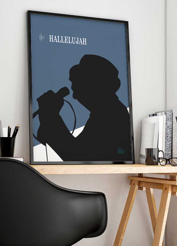Hallelujah-plakat i Blå - Hyldest til Musik og Liv