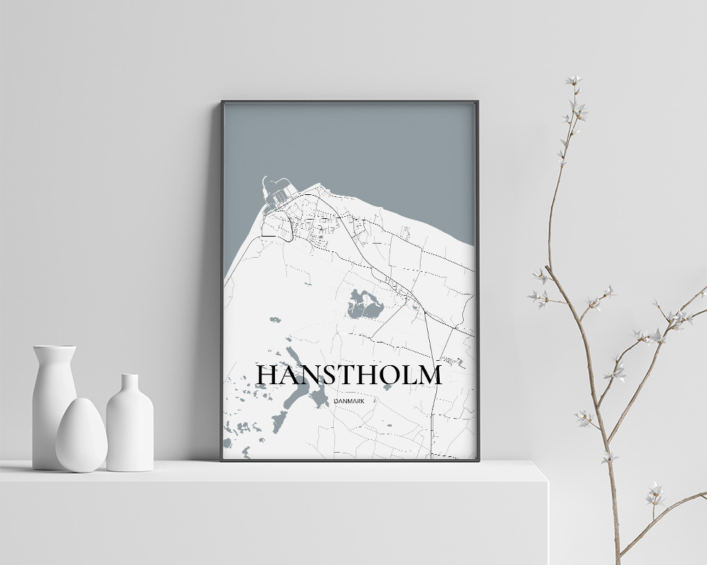 Hanstholm Bykort Plakat – Minimalistisk Design A4