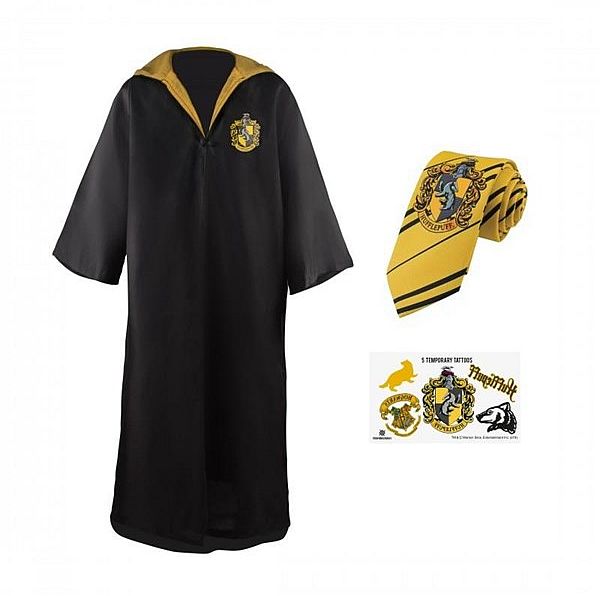 Harry Potter Budget Line Robe Necktie Tattoo Set Hufflepuff Size: Small