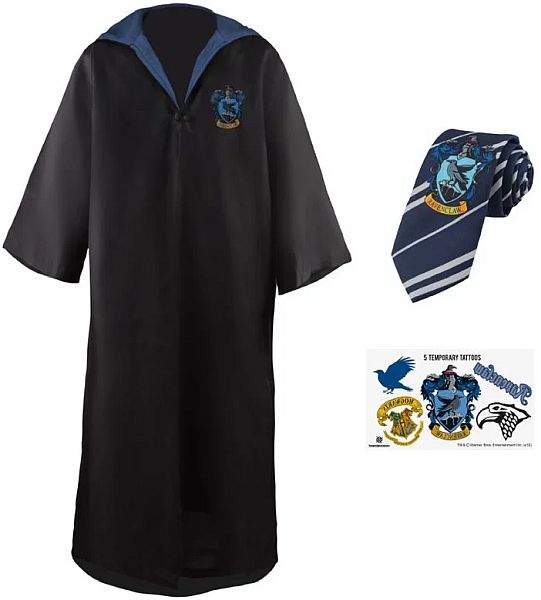 Harry Potter Budget Line Robe Necktie Tattoo Set Ravenclaw Size: Large