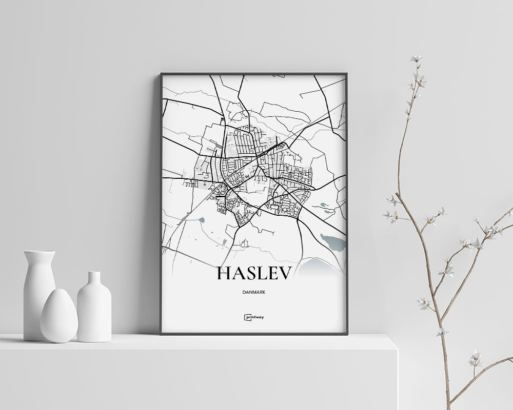 Haslev Bykort Plakat – Minimalistisk Design til Dit Hjem