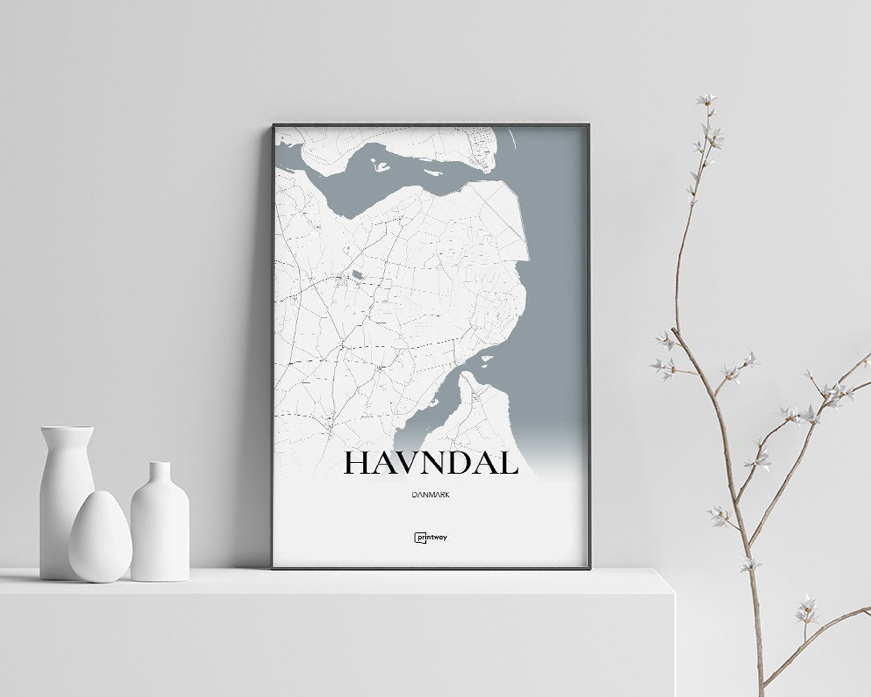 Havndal Bykort Plakat - Minimalistisk Design A4