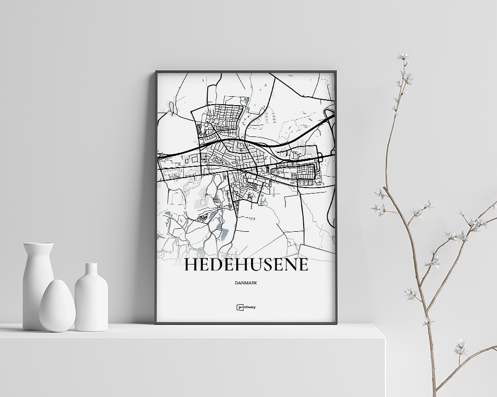 Hedehusene Bykort Plakat - Minimalistisk Design 70x100 cm