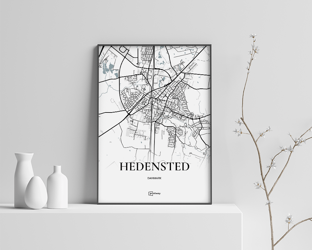 Hedensted Bykort Plakat – Minimalistisk Design A4