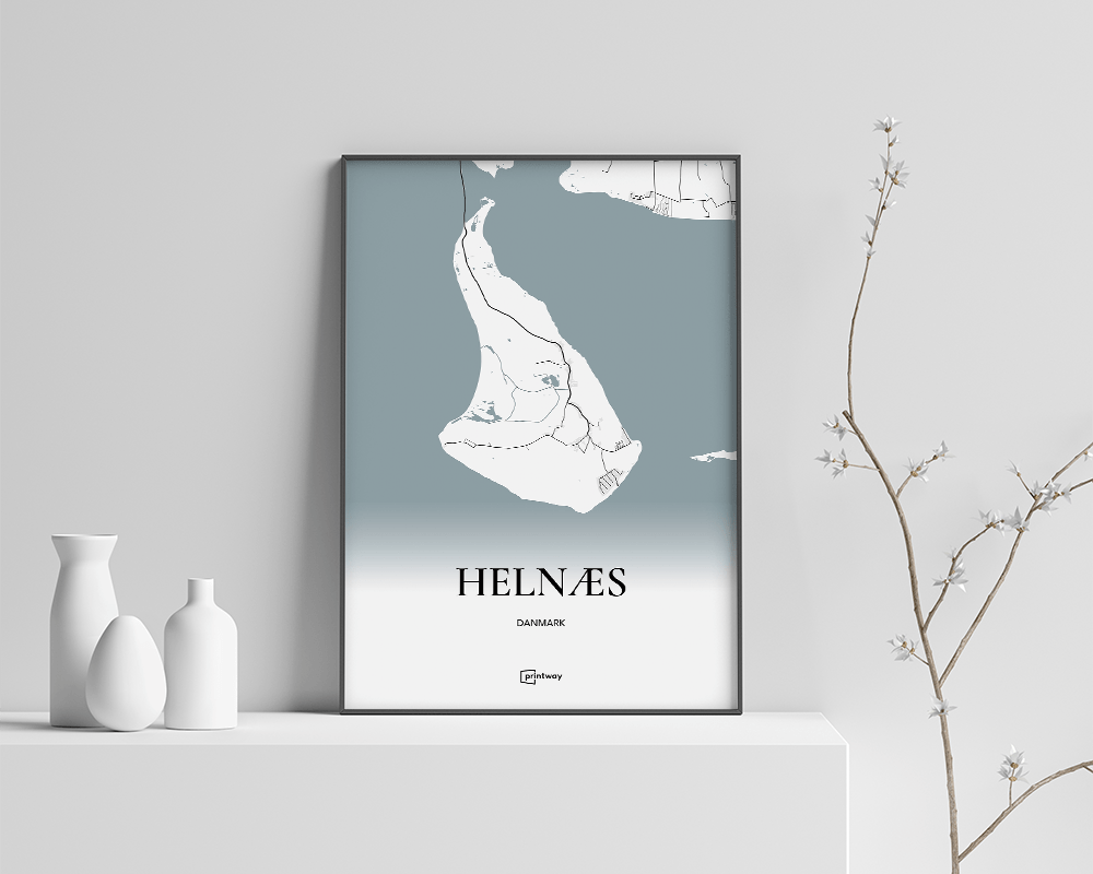 Helnæs Bykort Plakat – Minimalistisk Design A4