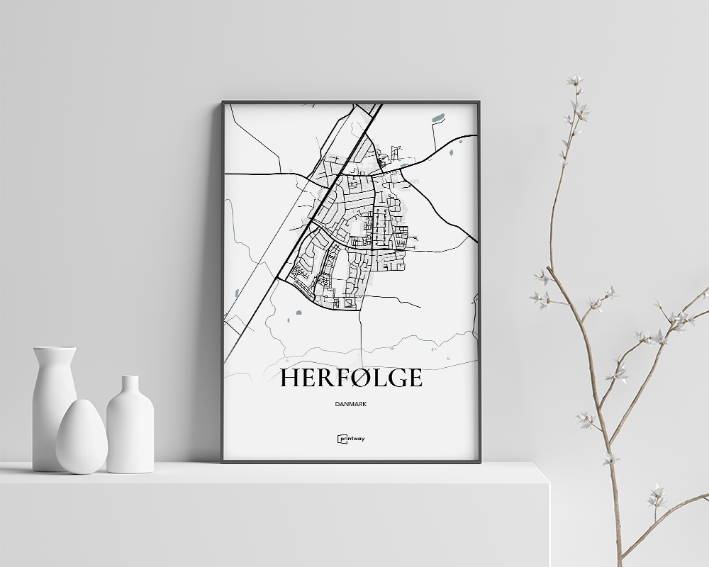 Herfølge Bykort Plakat - Minimalistisk Design A2